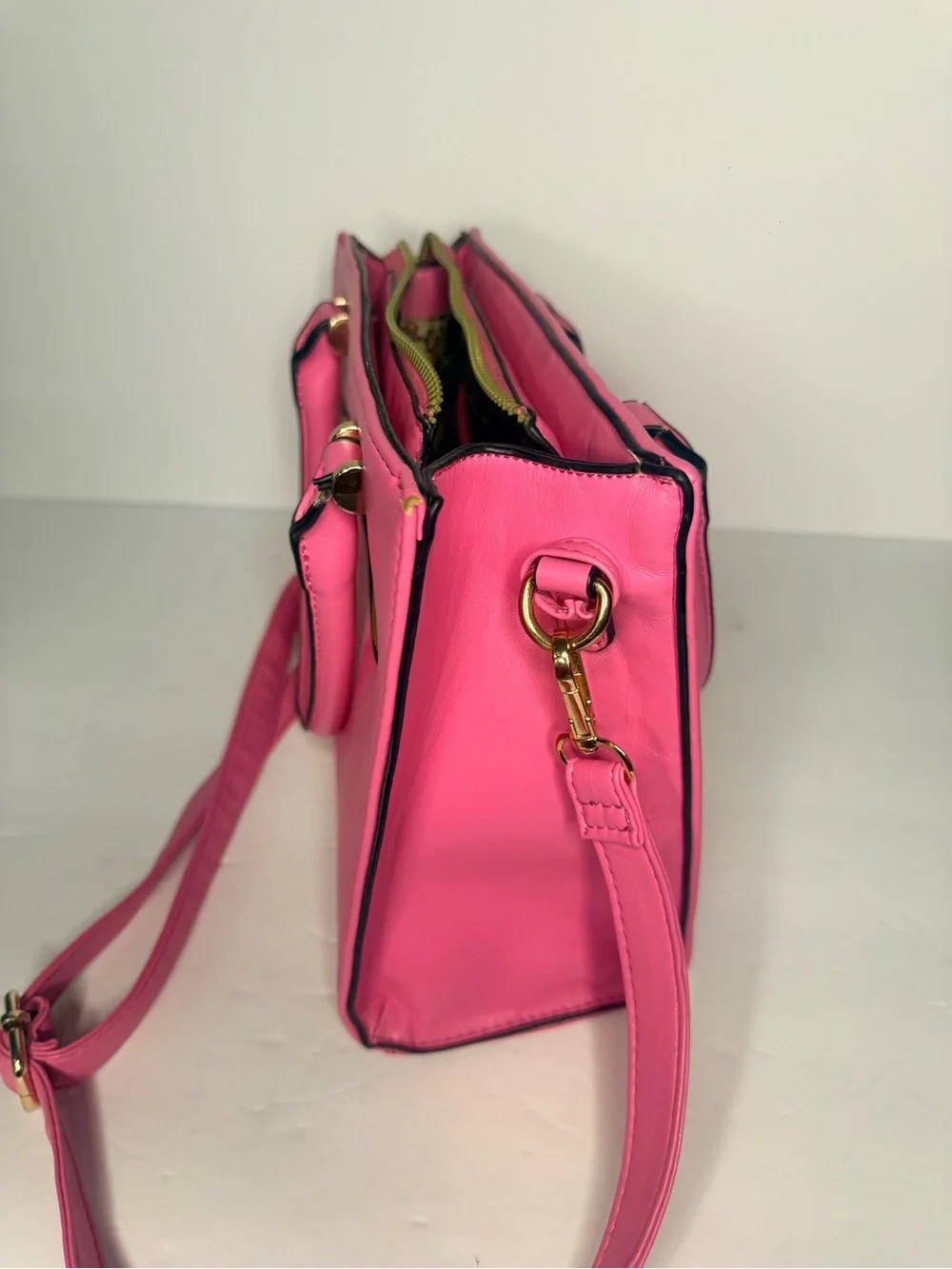 Pink Butterfly Embossed Crossbody Satchel